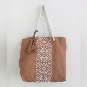 Hot Topic Embroidered Large Tote Rope Straps Boho Bag